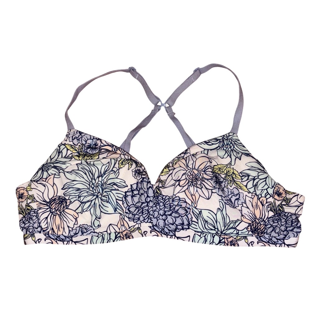 Kindly Yours Pastel Multicolor Floral Wirefree Convertible Lightly Lined Bra 36B